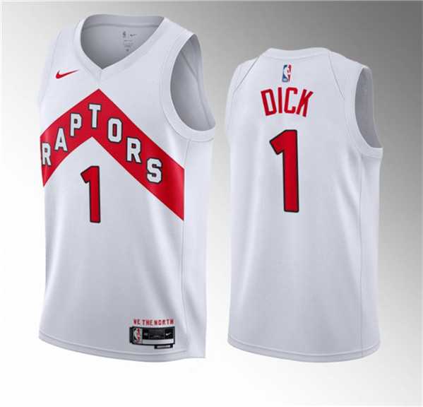 Men%27s Toronto Raptors #1 Gradey Dick White 2023 Draft Association Edition Stitched Basketball Jersey Dzhi->toronto raptors->NBA Jersey
